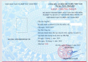 Mẫu chứng chỉ nghiệp vụ quản lý vận hành chung cư