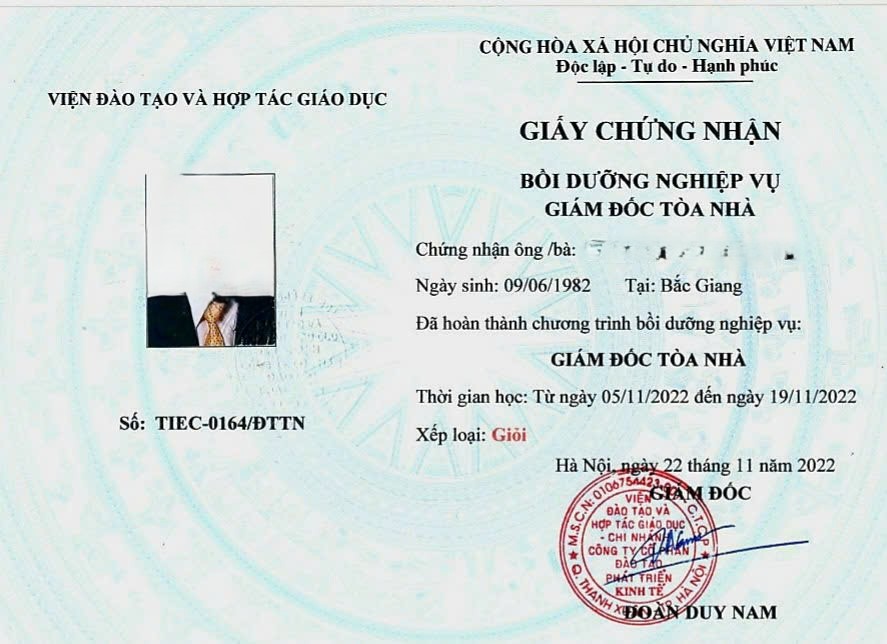 Chứng nhận giám đốc quản lý tòa nhà là gì?